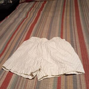 Anine Bing White Pinstripe Shorts